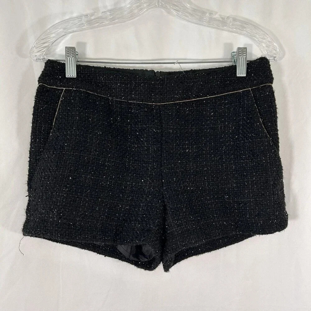 New Monteau Shorts Women's Medium Black Metallic Pockets 2" Inseam Zip Back